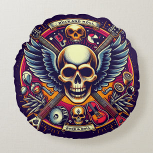  Exquisite Skull and Bones Traditional Artistry 🎨 Round Pillow