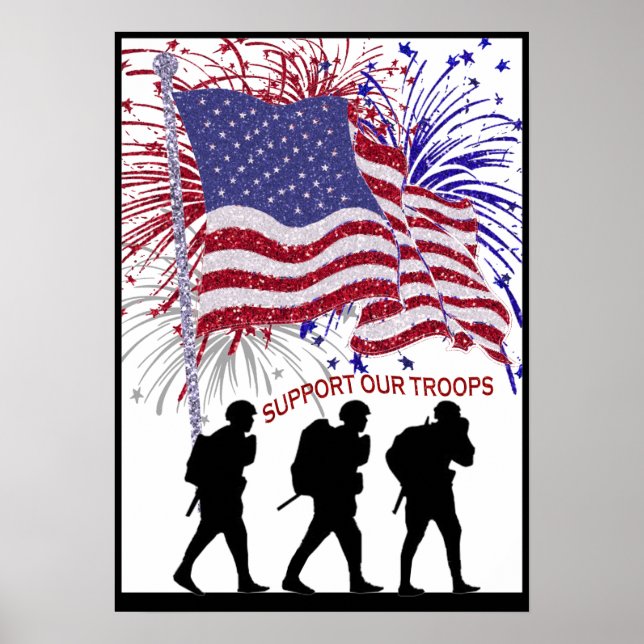 Exquisite Support Our Troops Three Soldier Poster (Front)