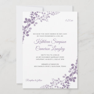 Exquisite Vines Wedding Invitation   Light Purple