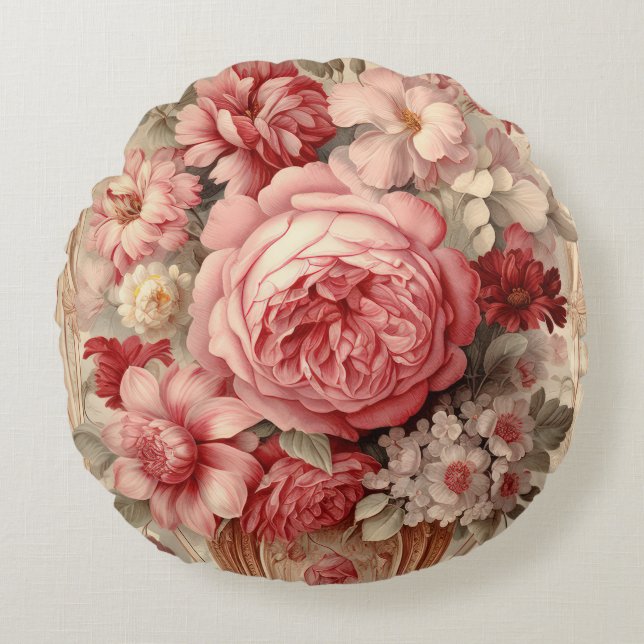 Exquisite Vintage Shabby Chic Round Pillow (Front)