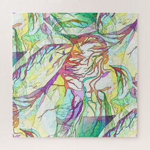 Exquisite Watercolor Linear Contemporary Abstract Jigsaw Puzzle