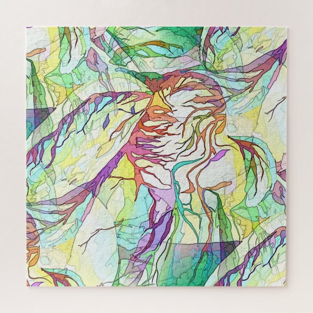 Exquisite Watercolor Linear Contemporary Abstract Jigsaw Puzzle (Horizontal)
