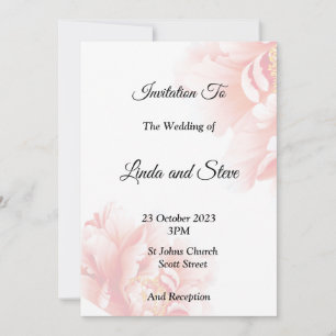 Exquisite Wedding Invitation, pink flowers Invitation