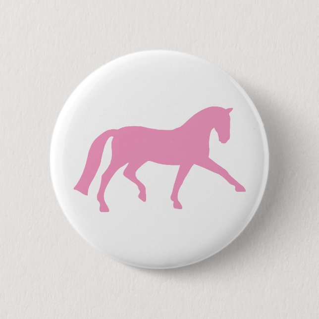 Extended Trot Dressage Horse (pink) 2 Inch Round Button (Front)