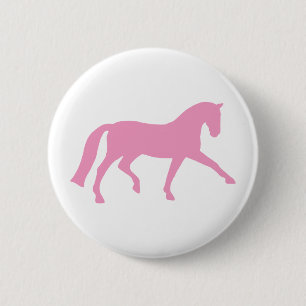 Extended Trot Dressage Horse (pink) 2 Inch Round Button