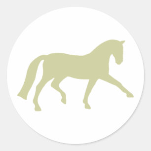Extended Trot Dressage Horse (sage green) Classic Round Sticker