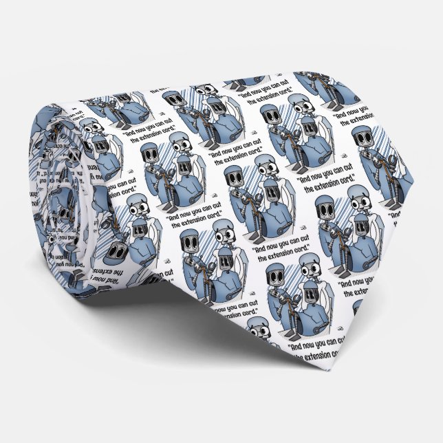 Extension Cord White Neck Tie (Rolled)