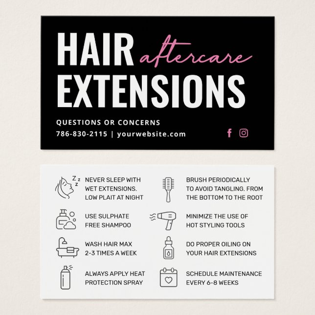 Extensions de cheveux modernes Carte de visite de  (Devant & derrière)