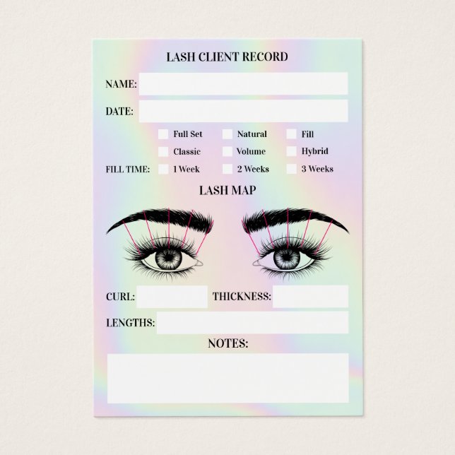 Extensions des cils de l'enregistrement client Hol (Devant)