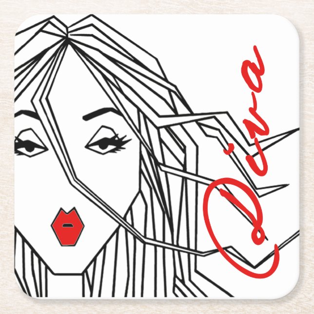 Extensions of a Diva Square Paper Coaster (Front)