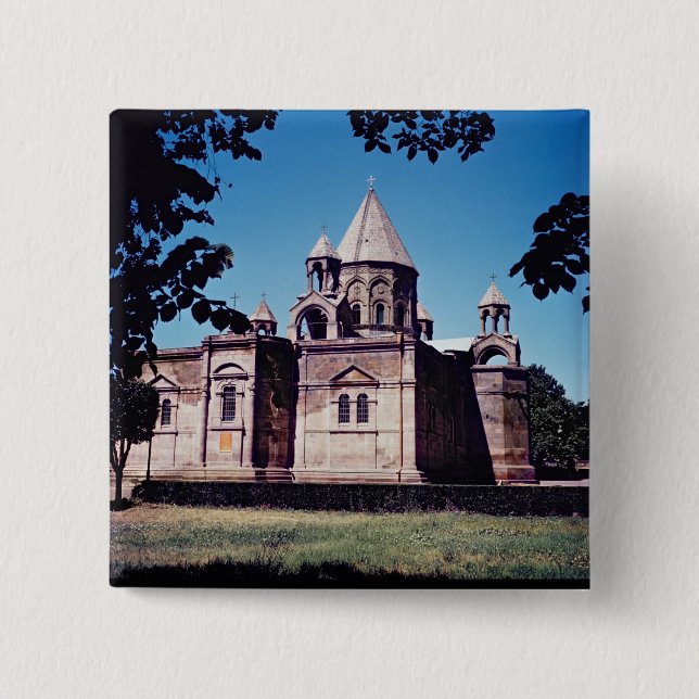 Exterior of Etchmiadzin Cathedral 2 Inch Square Button (Front)
