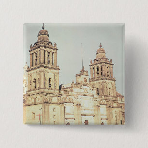 Exterior of Mexico City Cathedral 2 Inch Square Button