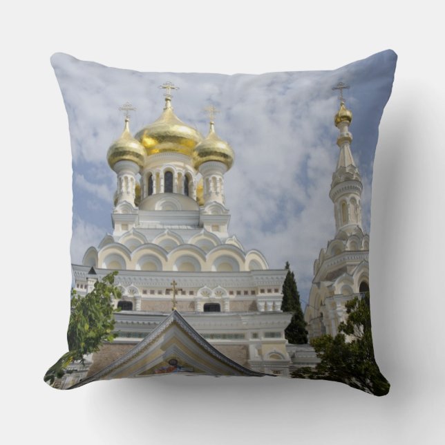 Exterior of Saint Alexander Nevsky Cathedral Throw Pillow (Front)