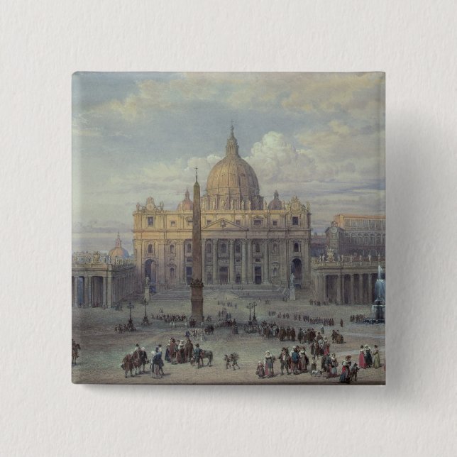 Exterior of St. Peter's 2 Inch Square Button (Front)