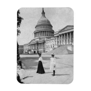Exterior of the Capitol building with women Magnet