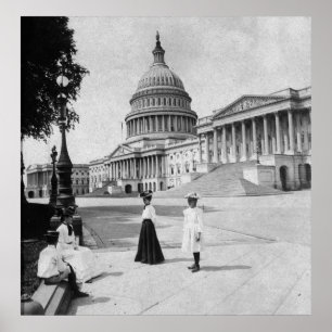 Exterior of the Capitol building with women Poster