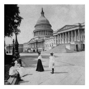 Exterior of the Capitol building with women Poster