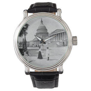 Exterior of the Capitol building with women Watch