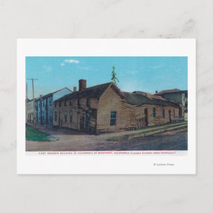 Exterior View of 1st Wooden Bldg in CA Postcard