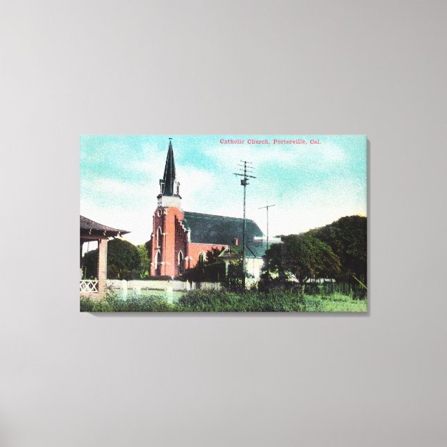 Exterior View of a Catholic Church Canvas Print (Front)