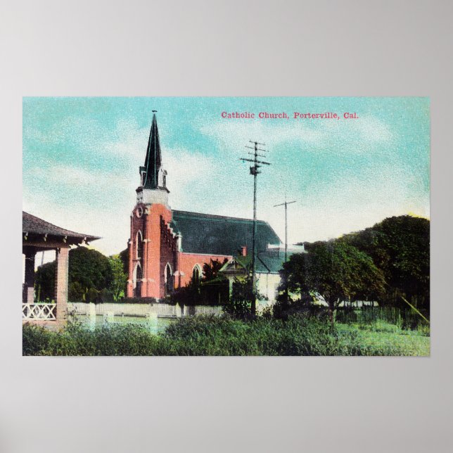 Exterior View of a Catholic Church Poster (Front)