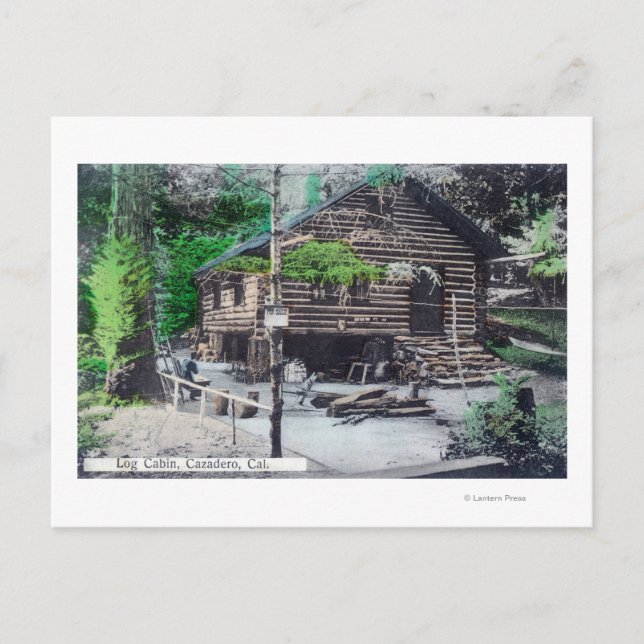 Exterior View of a Log CabinCazadero, CA Postcard (Front)