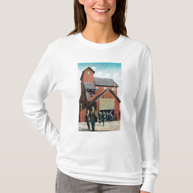 Exterior View of a Mine, Workers Exiting T-Shirt (Front)