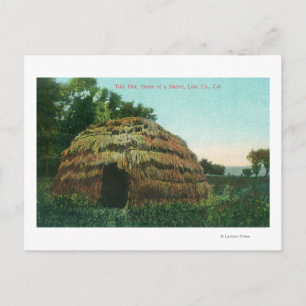 Exterior View of a Tule HutLake County, CA Postcard
