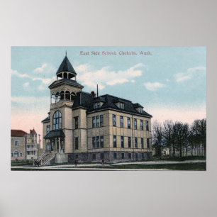 Exterior View of East Side School Bldg Poster
