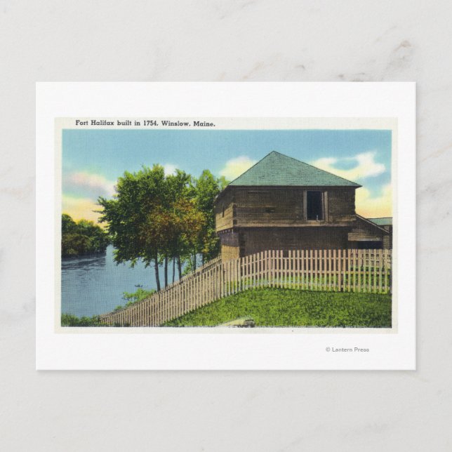 Exterior View of Fort Halifax Postcard (Front)
