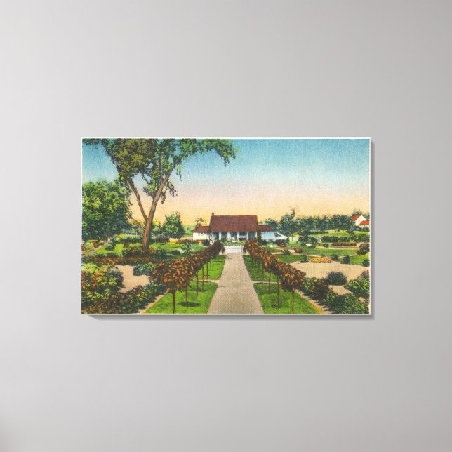 Exterior View of Hoopes Gardens Club House Canvas Print (Front)