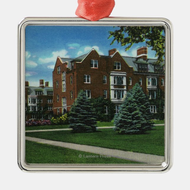 Exterior View of Josselyn Hall, Vassar College Metal Ornament (Front)