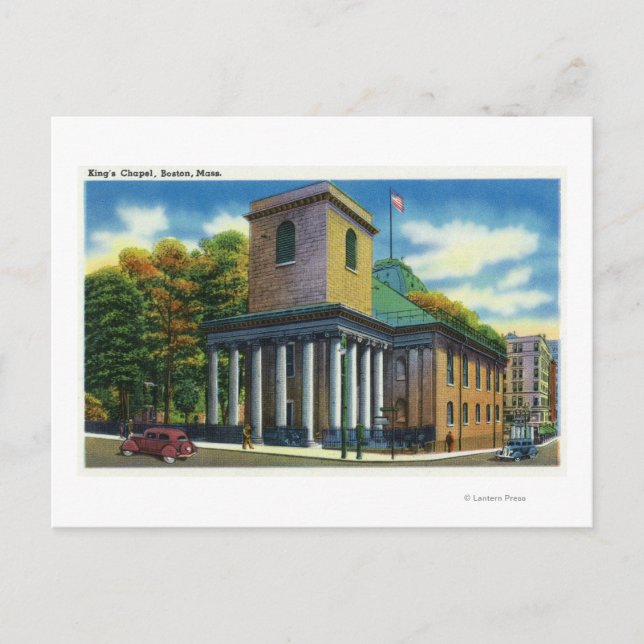 Exterior View of King's Chapel Postcard (Front)