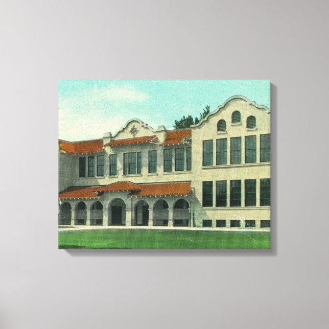 Exterior View of Longfellow School Canvas Print (Front)