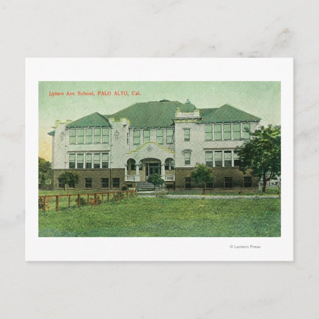 Exterior View of Lytton Avenue School Postcard (Front)