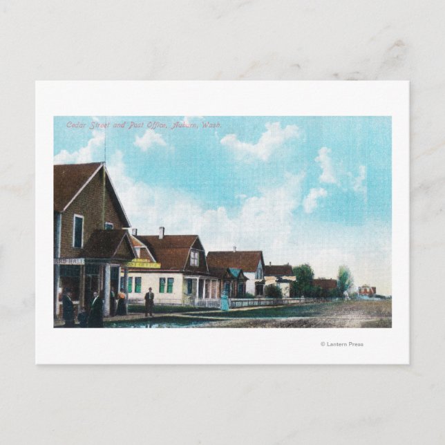 Exterior View of Post Office on Cedar Street Postcard (Front)