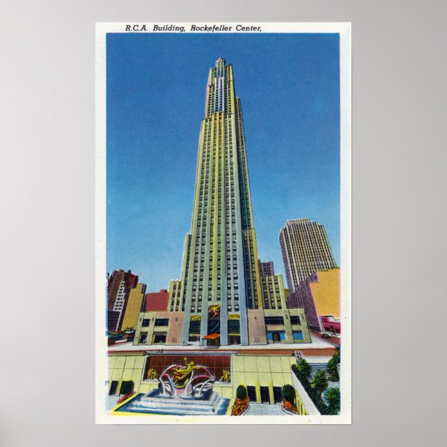 Exterior View of RCA Bldg, Rockefeller Centre Poster (Front)