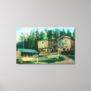 Exterior View of School House and Post Office Canvas Print
