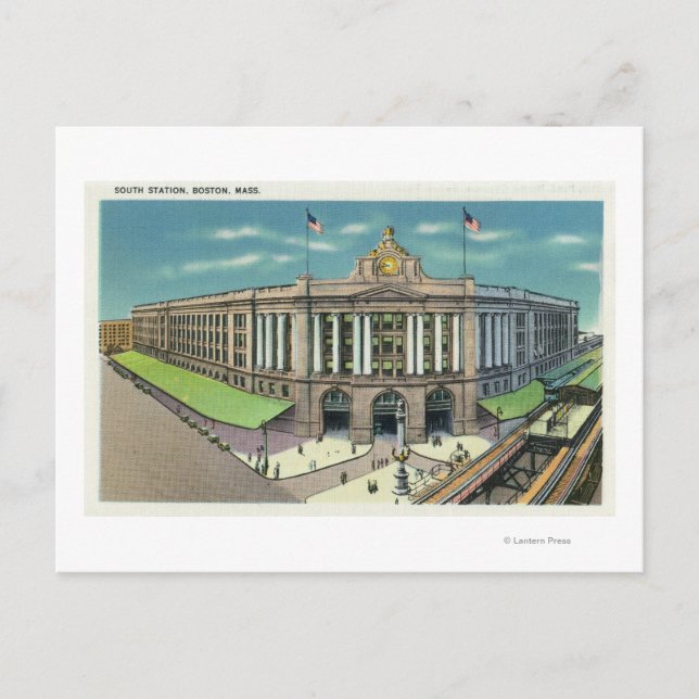 Exterior View of South Station 2 Postcard (Front)