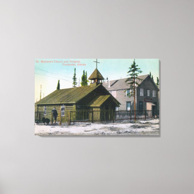Exterior View of St. Mathew's Church and Canvas Print (Front)