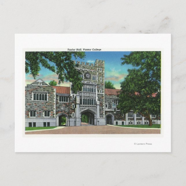 Exterior View of Taylor Hall, Vassar College Postcard (Front)