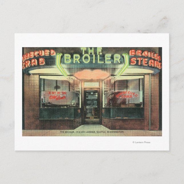 Exterior View of the Broiler Restaurant Postcard (Front)