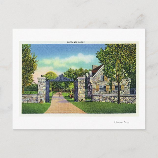 Exterior View of the Entrance Lodge Postcard (Front)