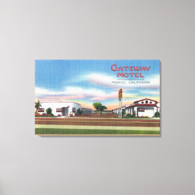 Exterior View of the Gateway MotelMerced, CA Canvas Print (Front)