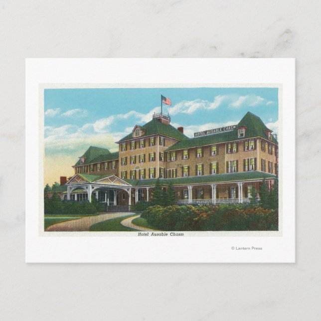 Exterior View of the Hotel Ausable Chasm Postcard (Front)
