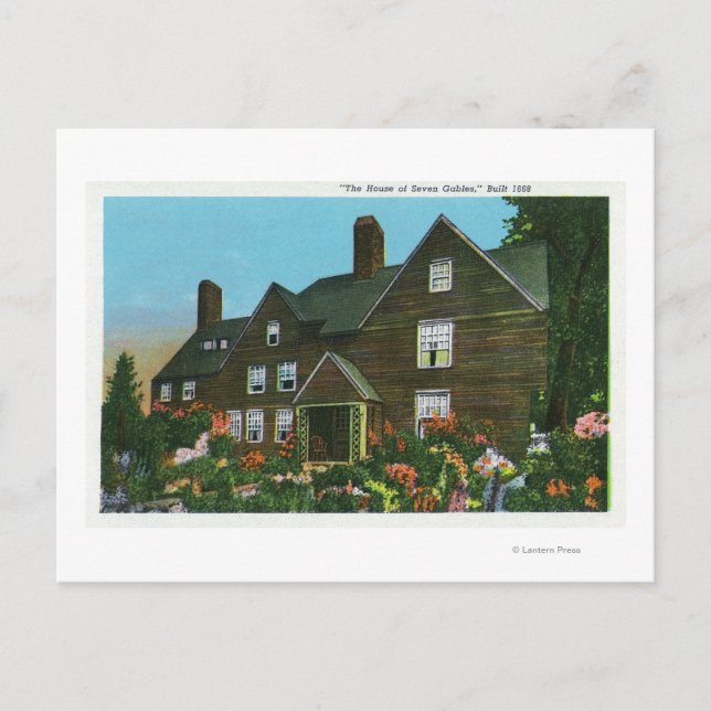 Exterior View of the House of Seven Gables Postcard (Front)