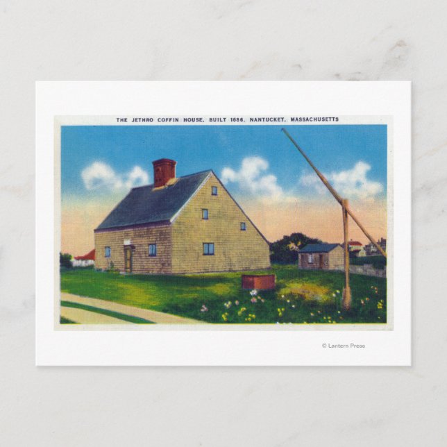 Exterior View of the Jethro Coffin House Postcard (Front)