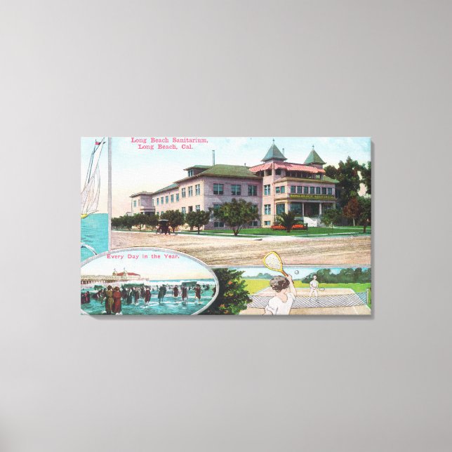 Exterior View of the Long Beach Sanitarium Canvas Print (Front)