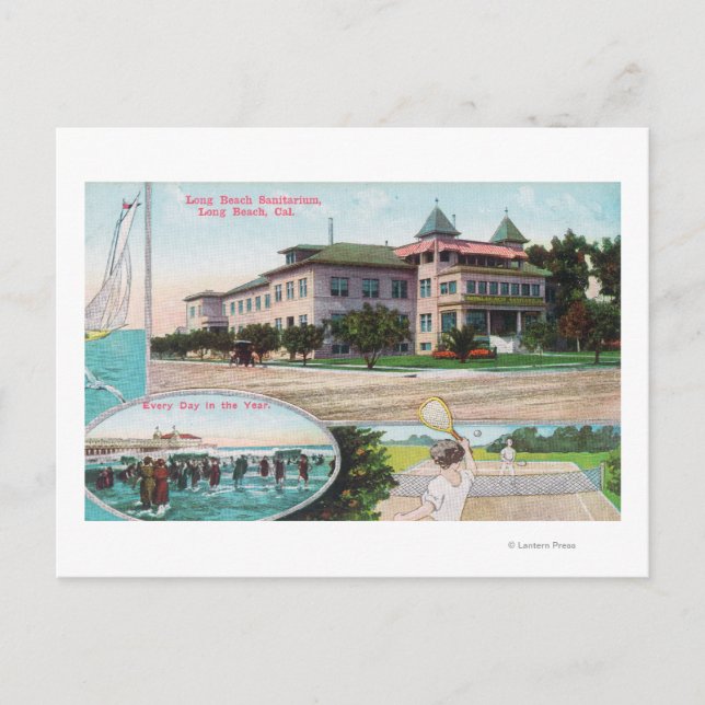 Exterior View of the Long Beach Sanitarium Postcard (Front)