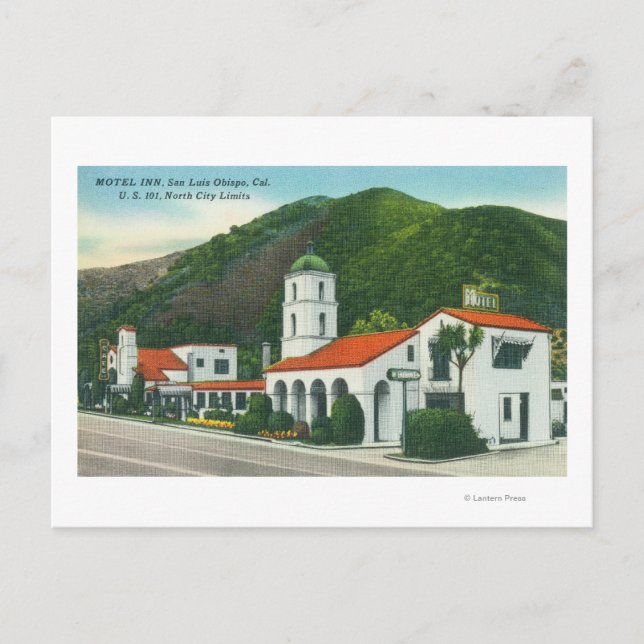 Exterior View of the Motel Inn Postcard (Front)